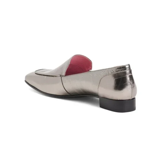 GINI & ALBERT Steel Leather Babs Slip On Tailored Loafers